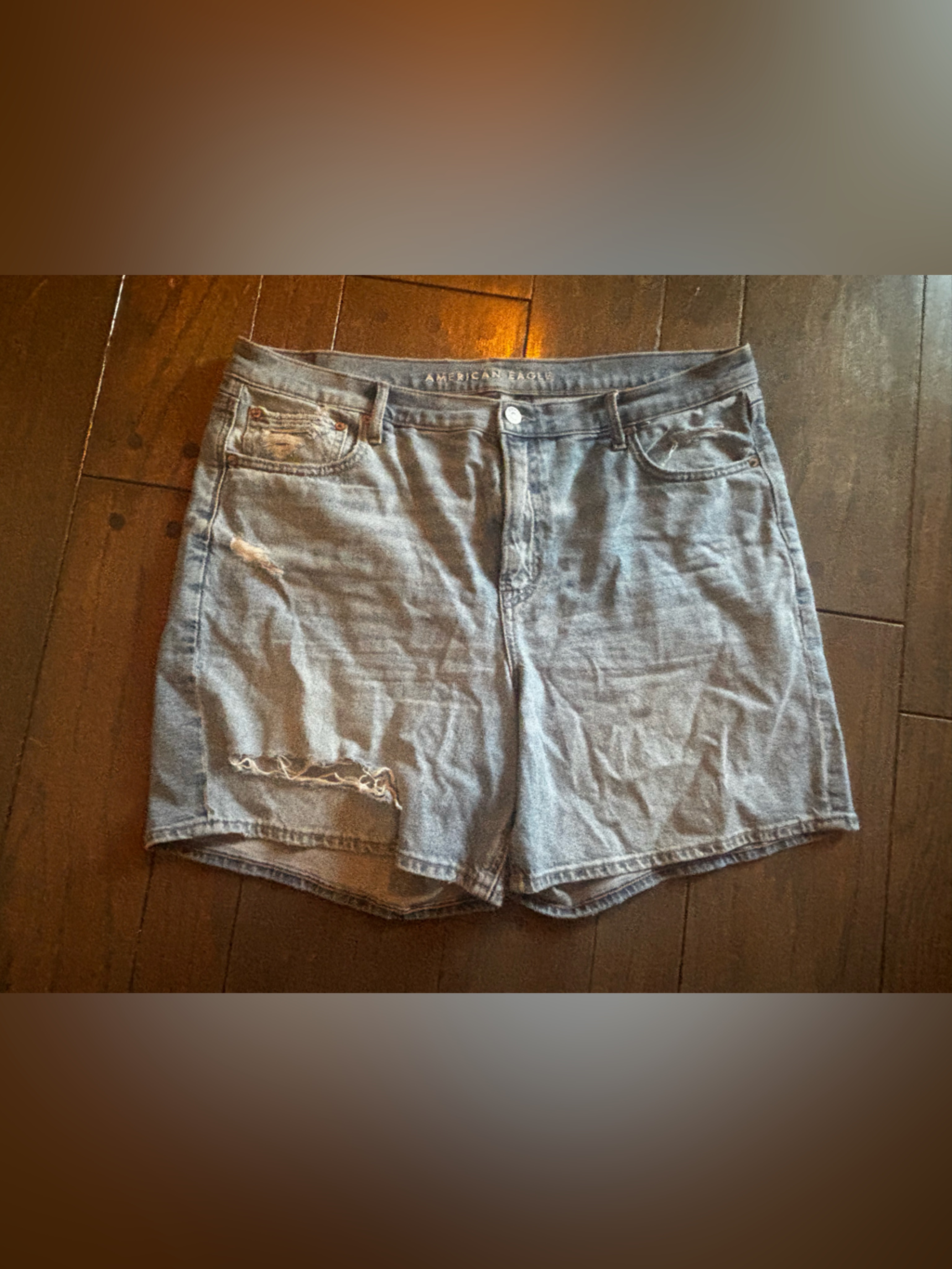 American Eagle Outfitters Blue Relaxed Denim Jean Shorts Size 16 Casual Summer